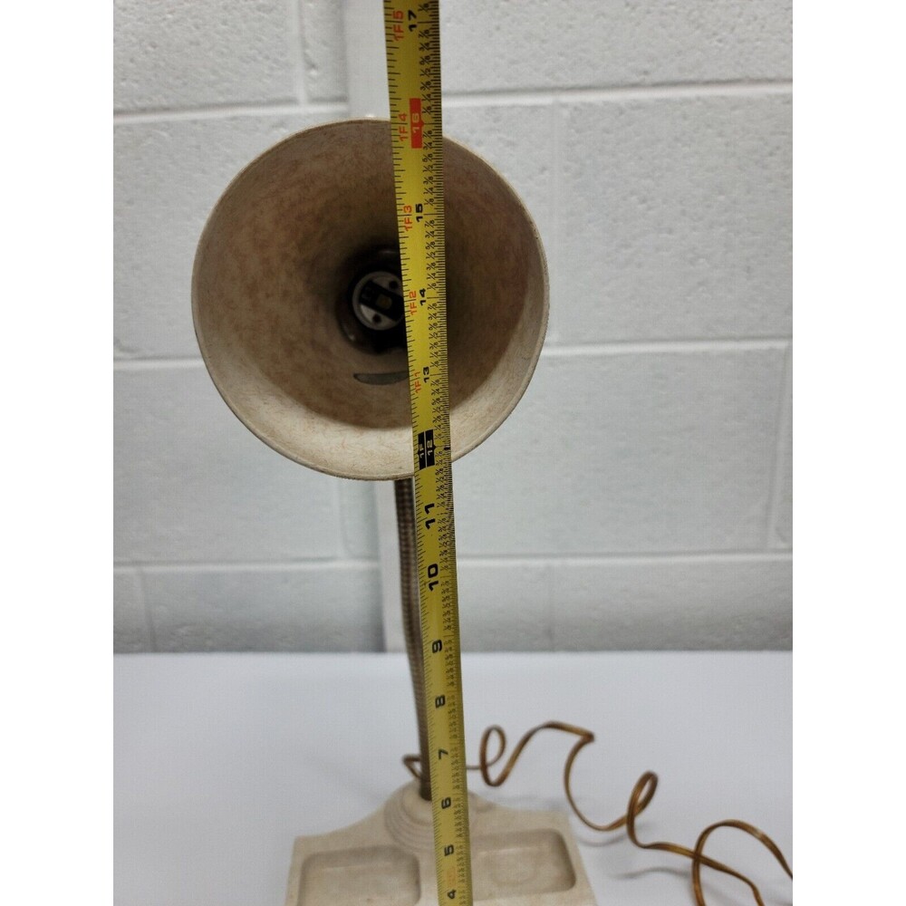 Vintage Fiberglass Plastic Gooseneck Table Desk Student Lamp Cone Shade - Picture 3 of 10